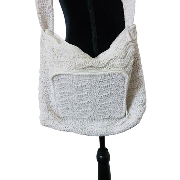 Carlo D'S'anti Knitted White Crochet Cottage Core Cream Purse Bag Beachy Boho - Picture 2 of 14